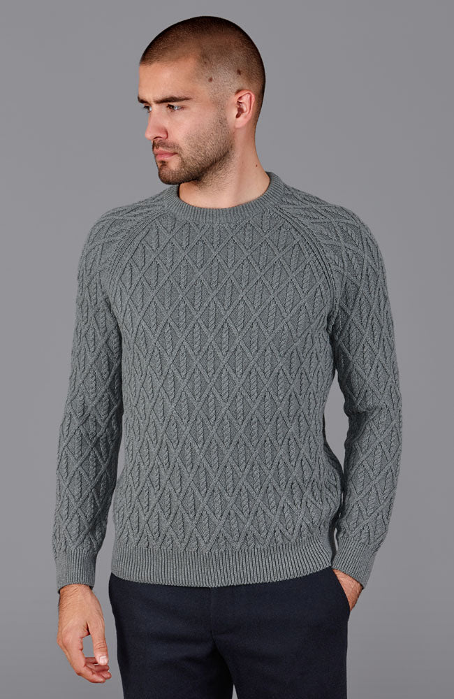 mens grey chunky cotton jumper