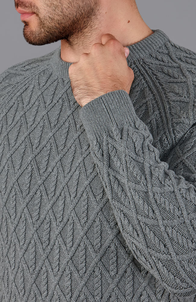 mens grey chunky cotton jumper