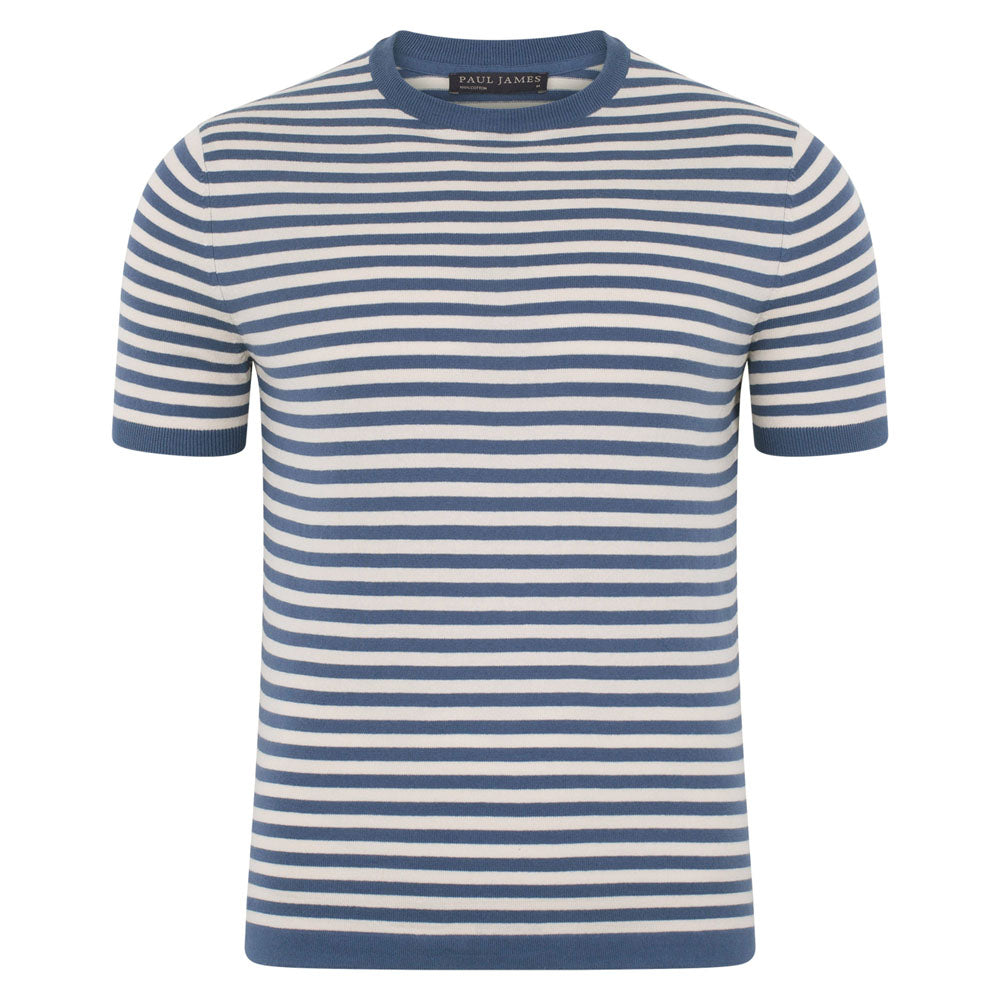 Mens Ultra Fine Cotton Knitted Breton T-Shirt – Paul James Knitwear