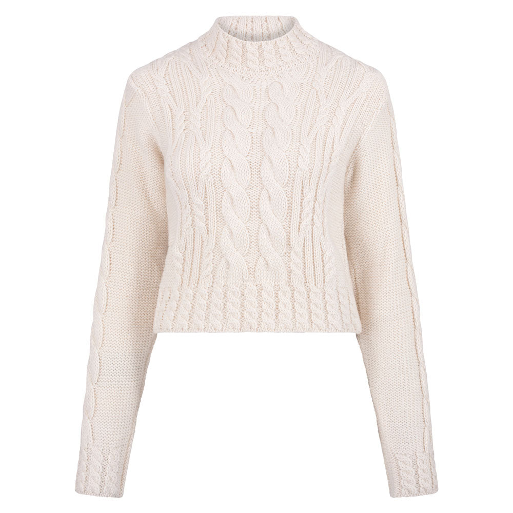 womens wool winter crop cable jumper