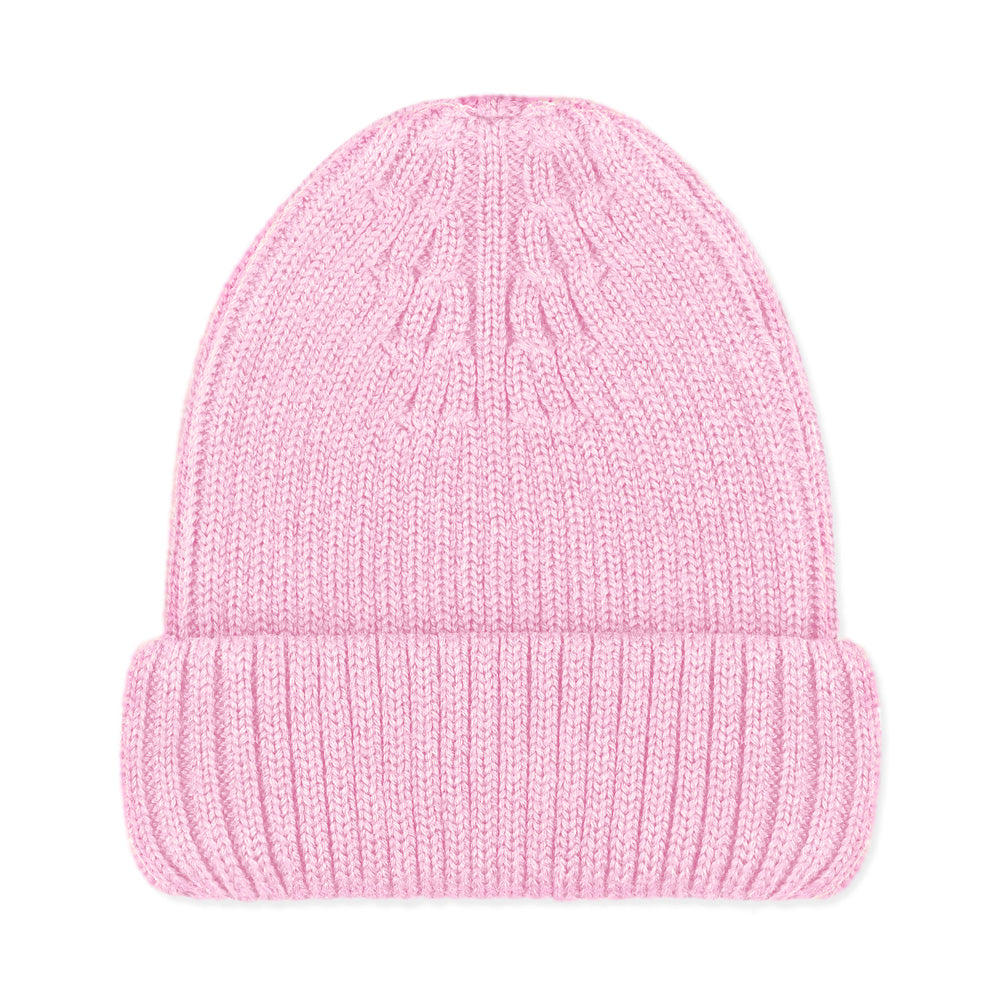 pink merino wool winter beanie hat