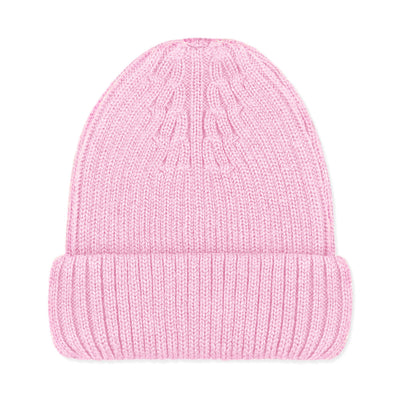 pink merino wool winter beanie hat