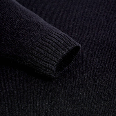 mens black v neck lambswool jumper sleeve