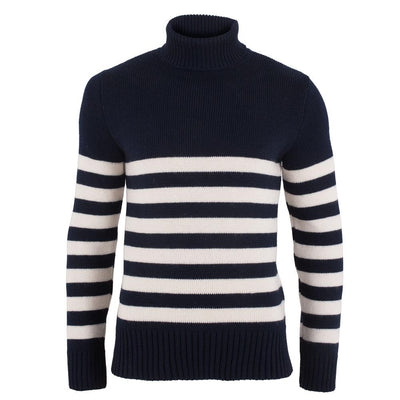 mens stripe submariner wool roll neck sweater