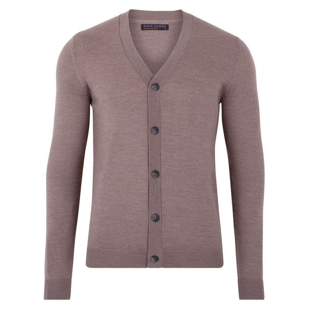 mens hessian fine merino wool cardigan