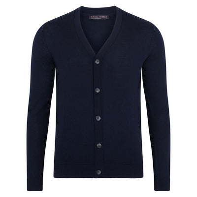 mens navy fine merino wool cardigan